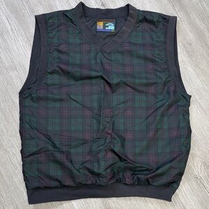 Men’s Classic Green Plaid V-Neck Sweater Vest size medium Forresters